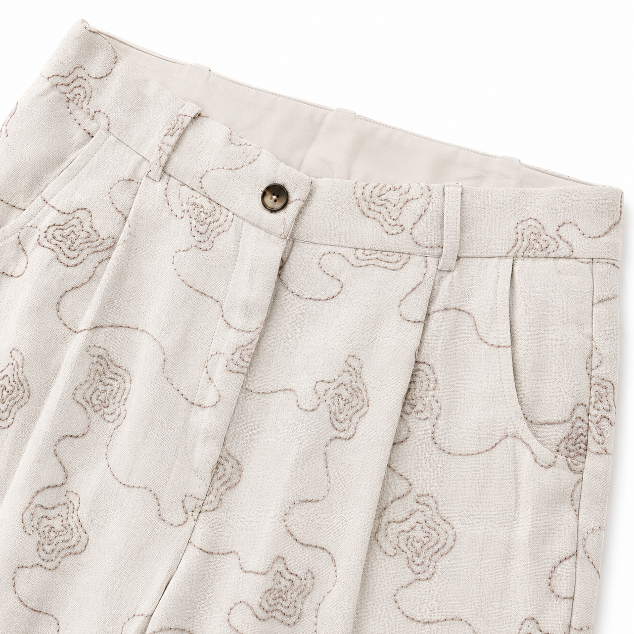 Embroidered Linen Pants 11474