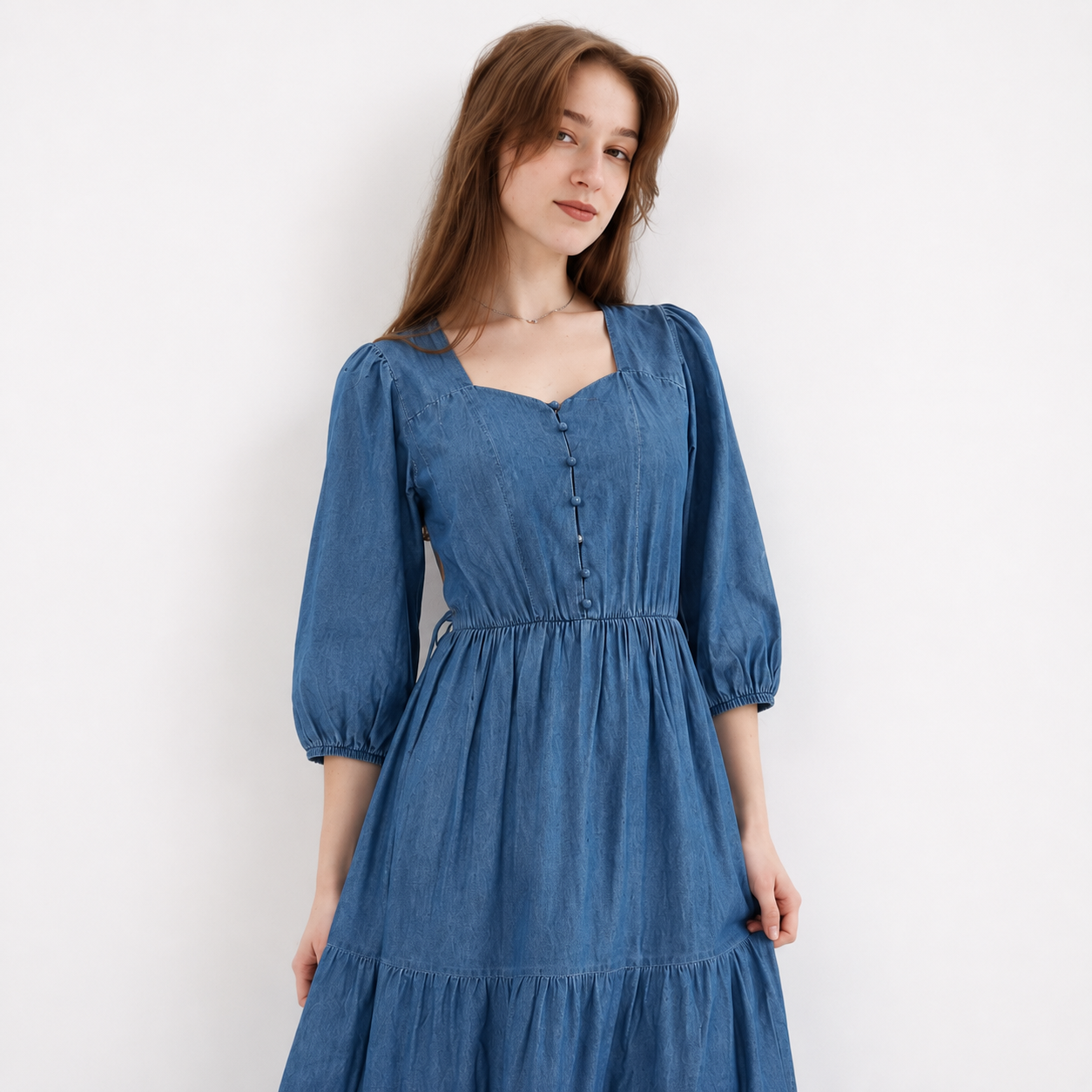 Buttoned Denim Dress 11036