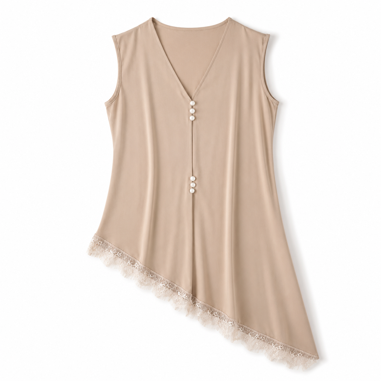 Sleeveless Lace Trim Shirt 11523