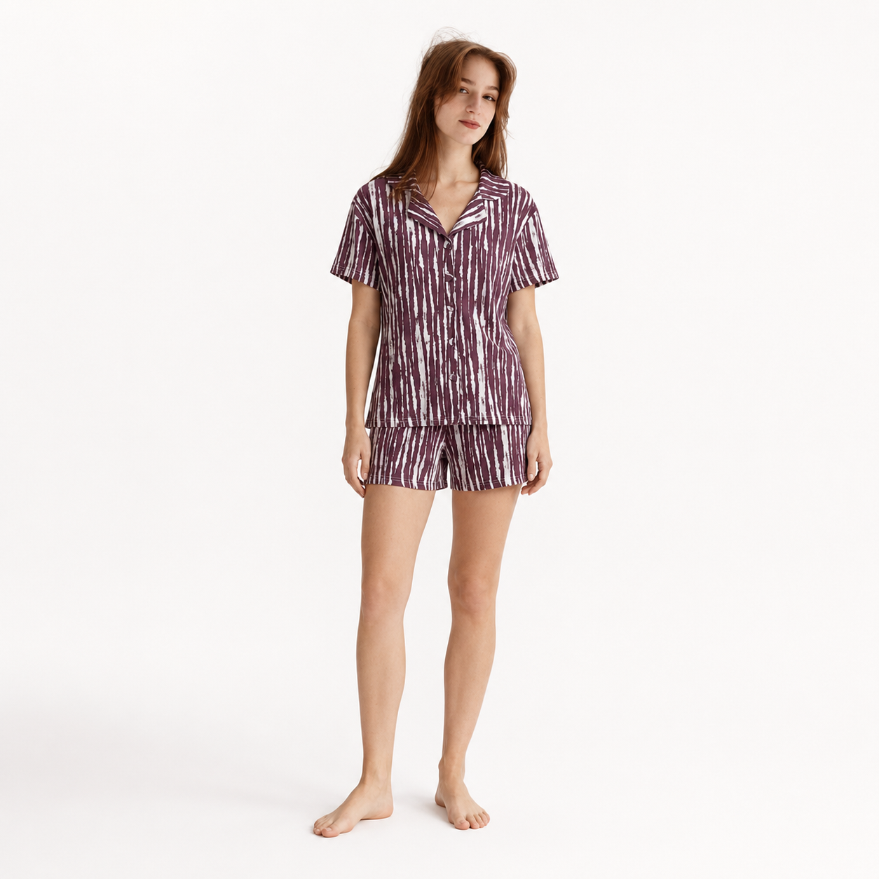 Striped Short-Sleeve Pajama 9887