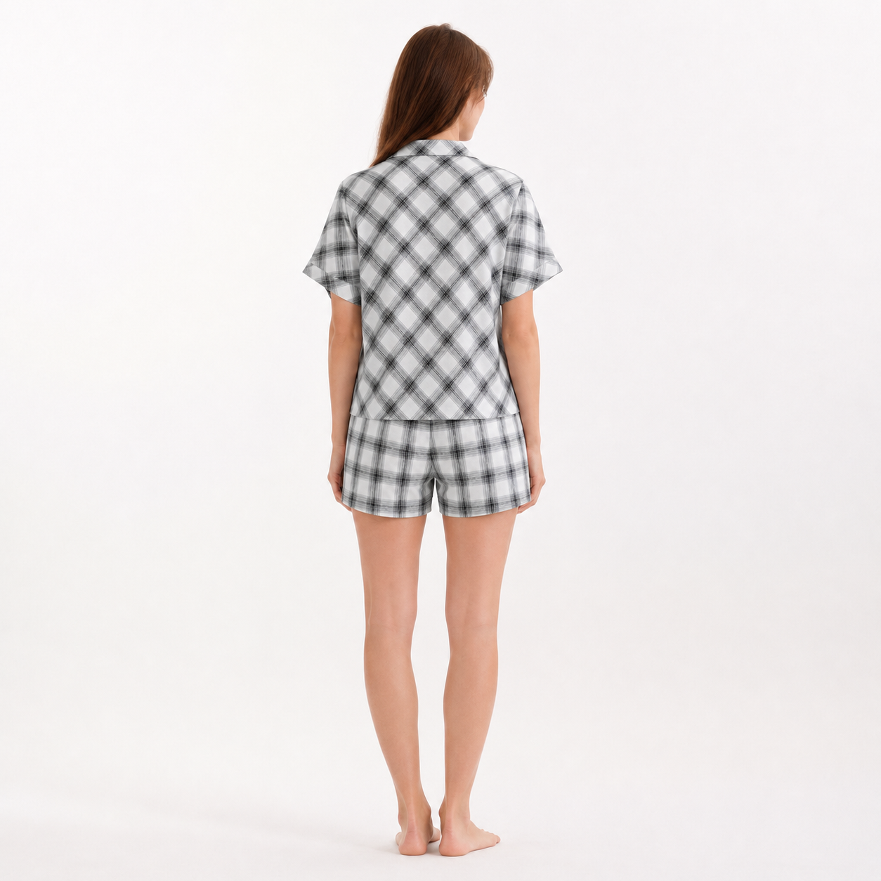 Checkered Shorts Pajama Set 9526