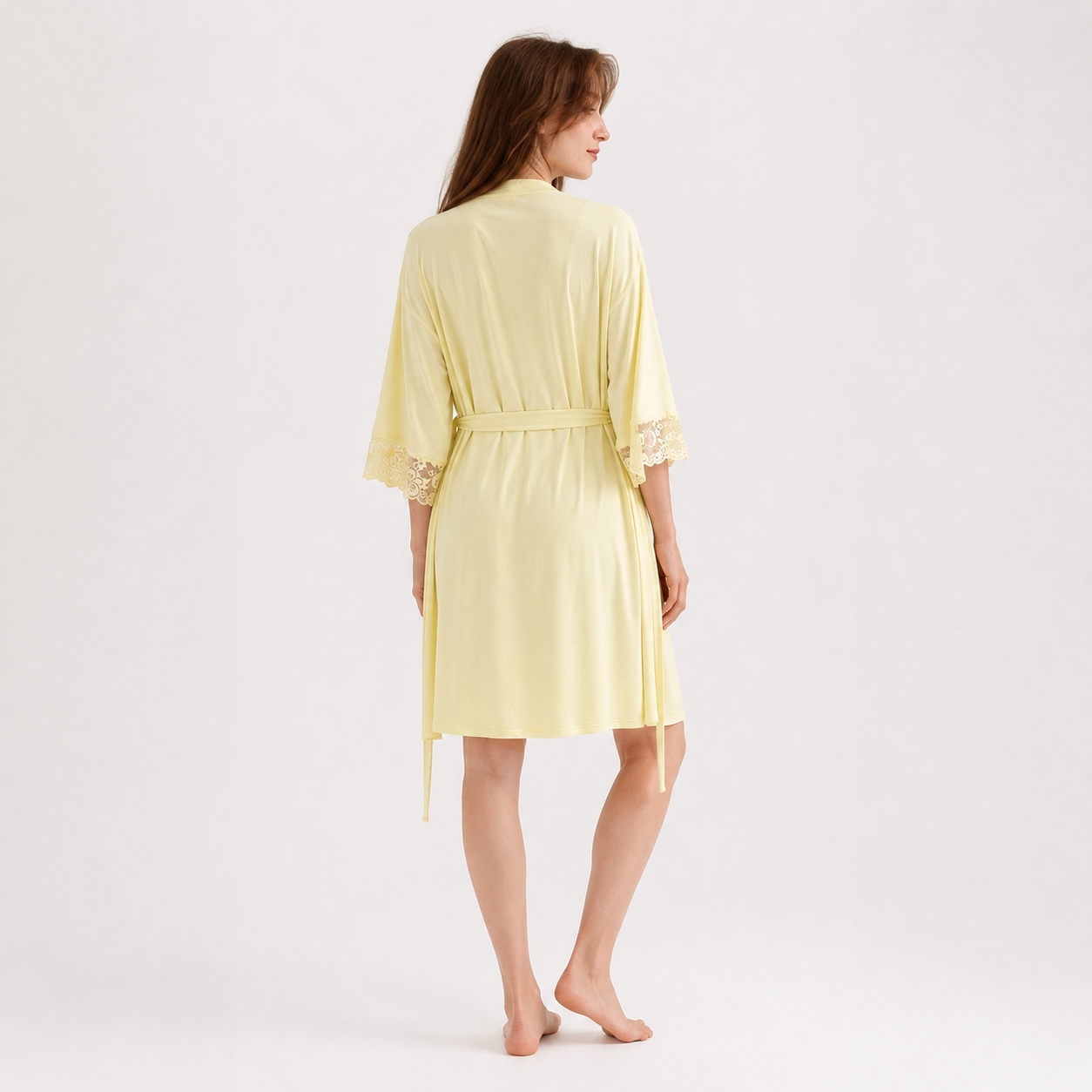 Lace Trim Nightgown with Robe 10090