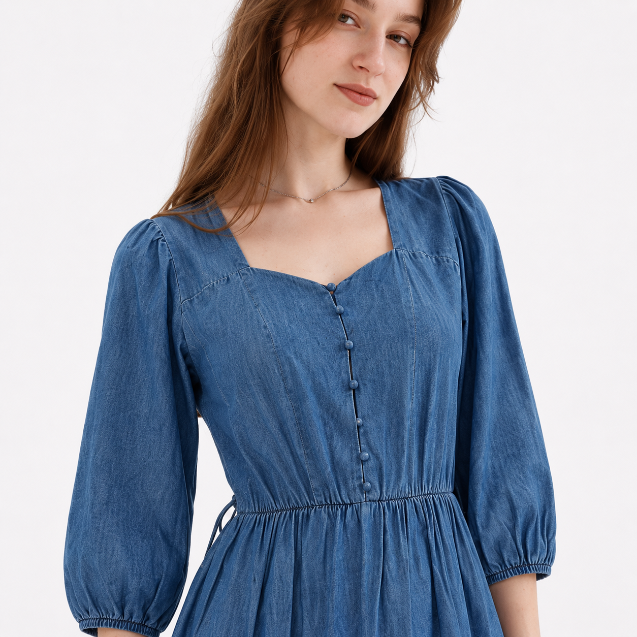Buttoned Denim Dress 11036