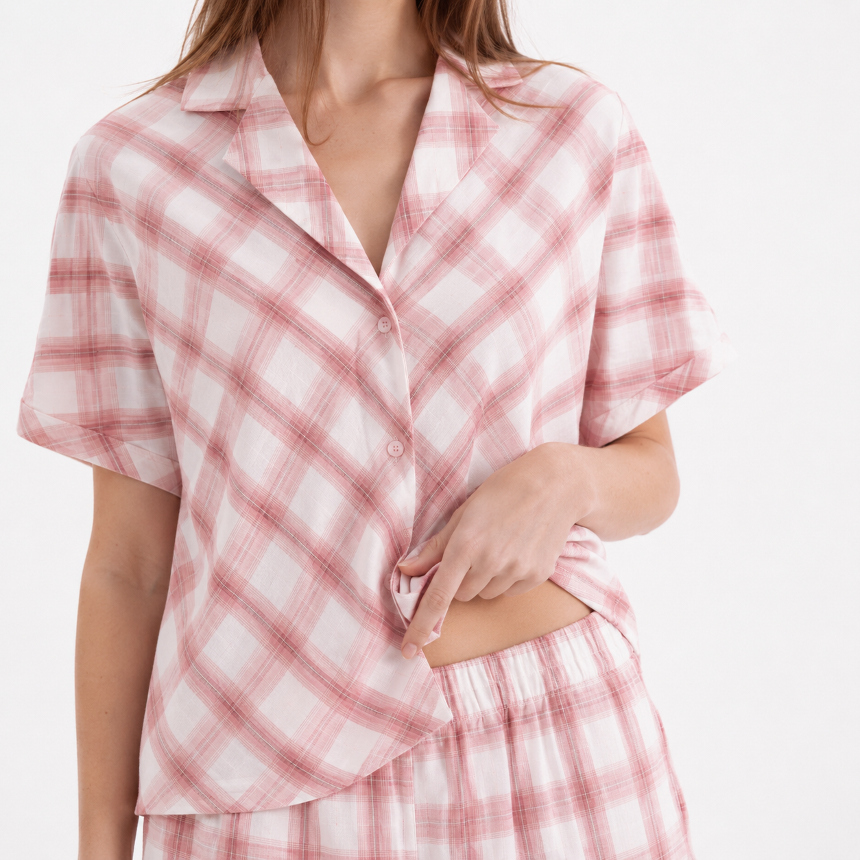 Checkered Shorts Pajama Set 9526