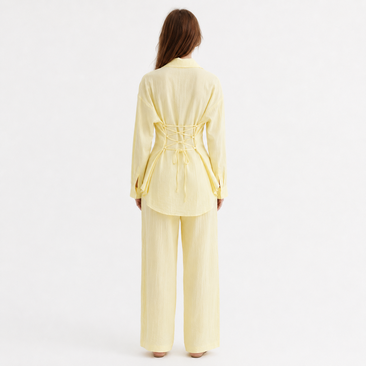 Corset-Back Shirt Set 11524