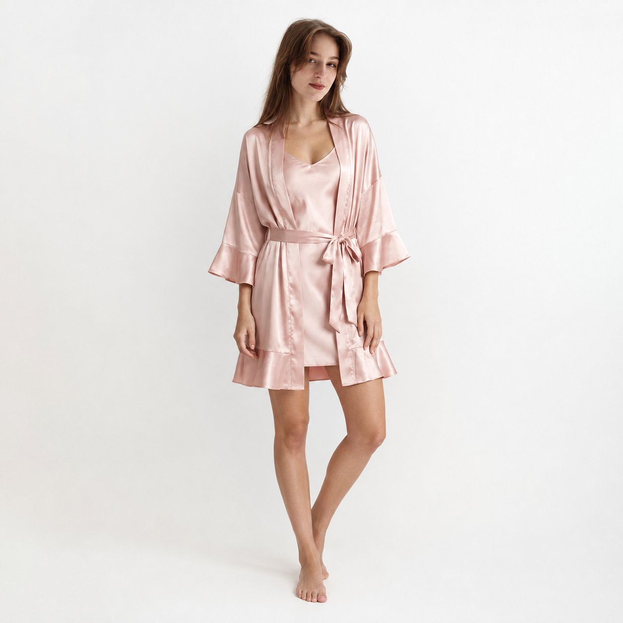 Blush Grace nightdress with robe 9543
