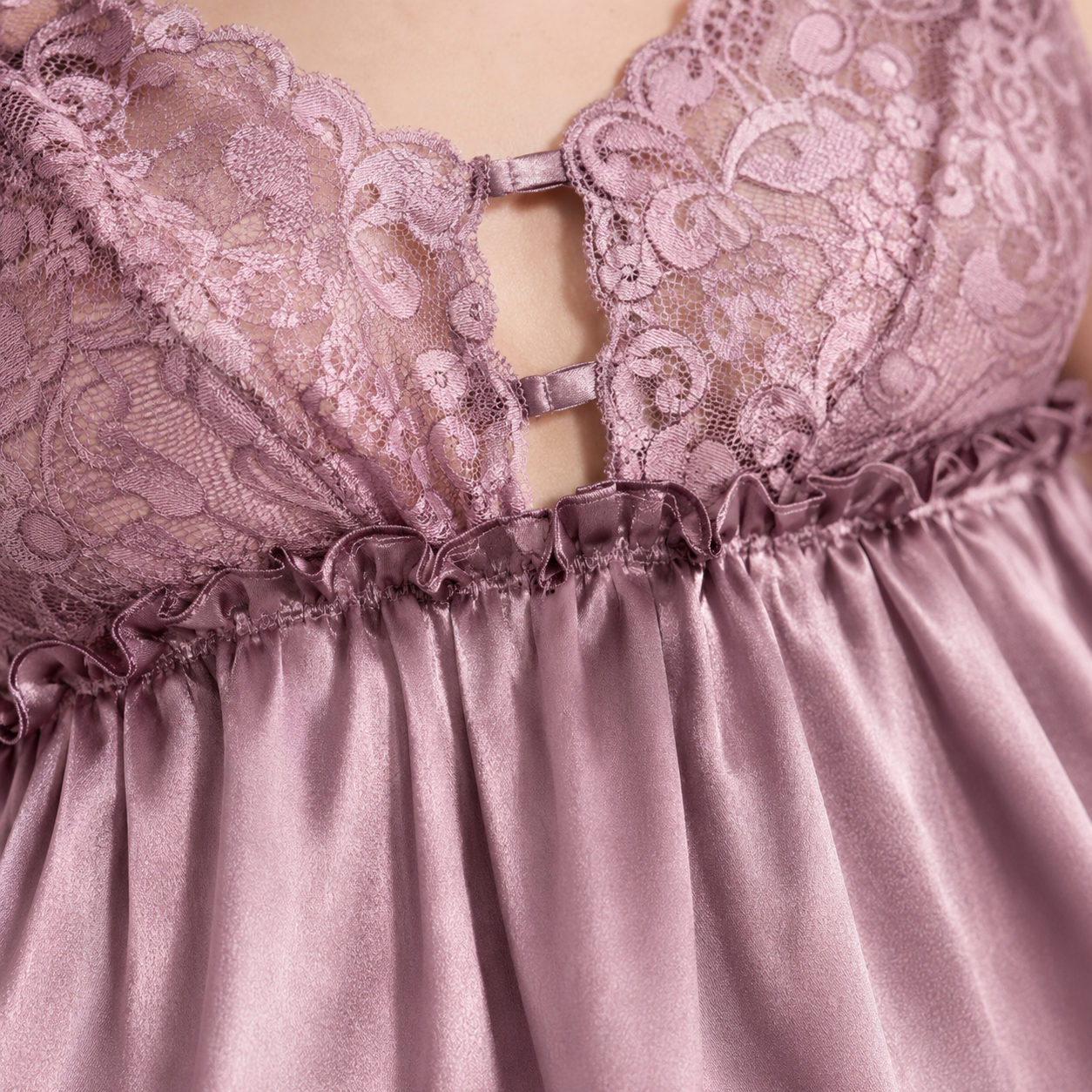Satin Lace Nightgown 9513