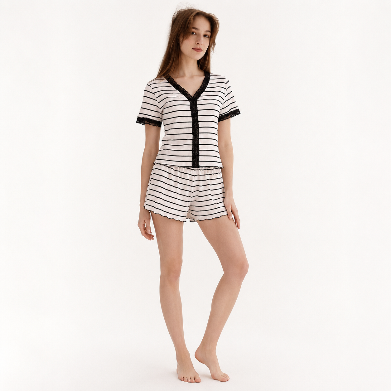 Striped Short Pajama Set 10021