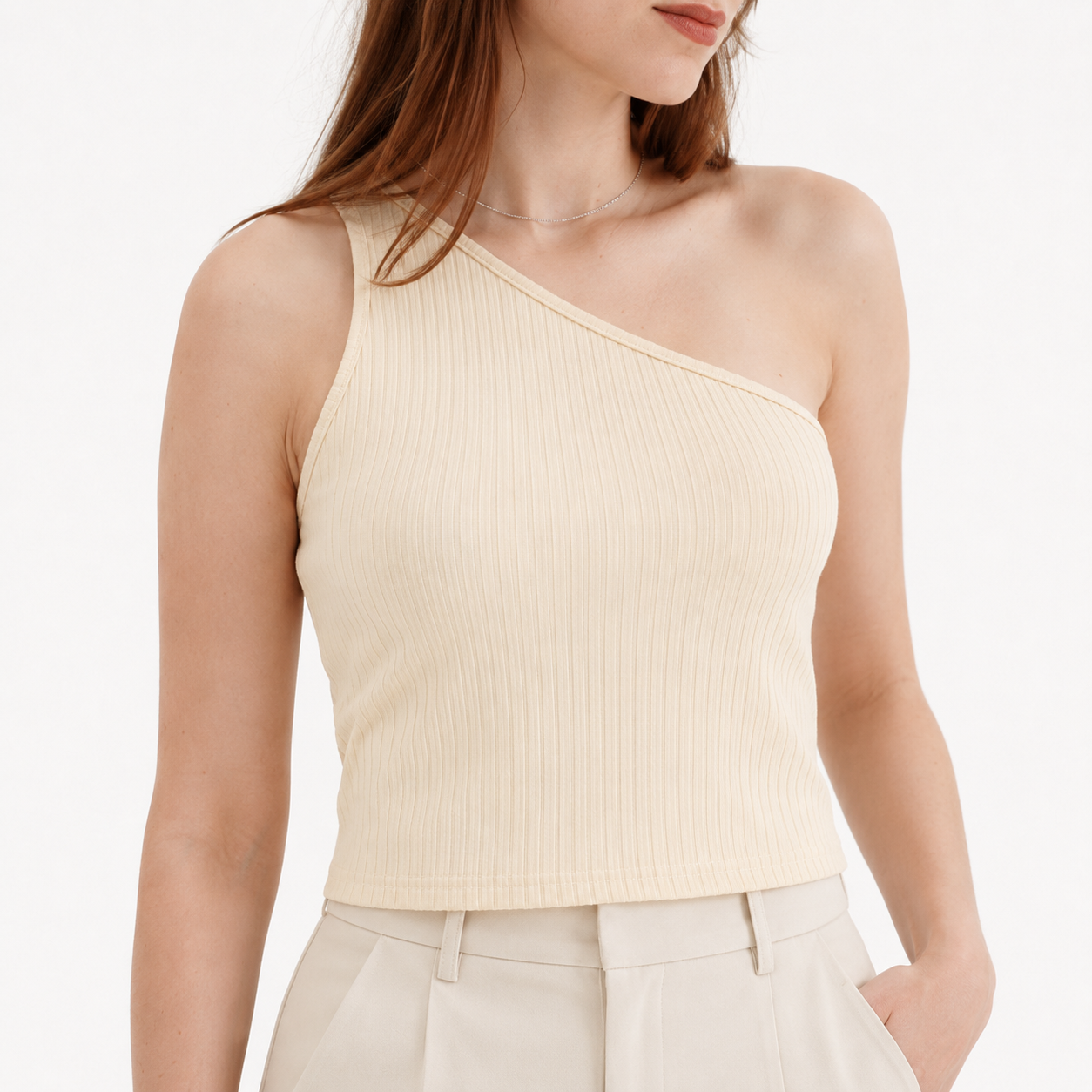 One-Shoulder Ribbed Top 11507