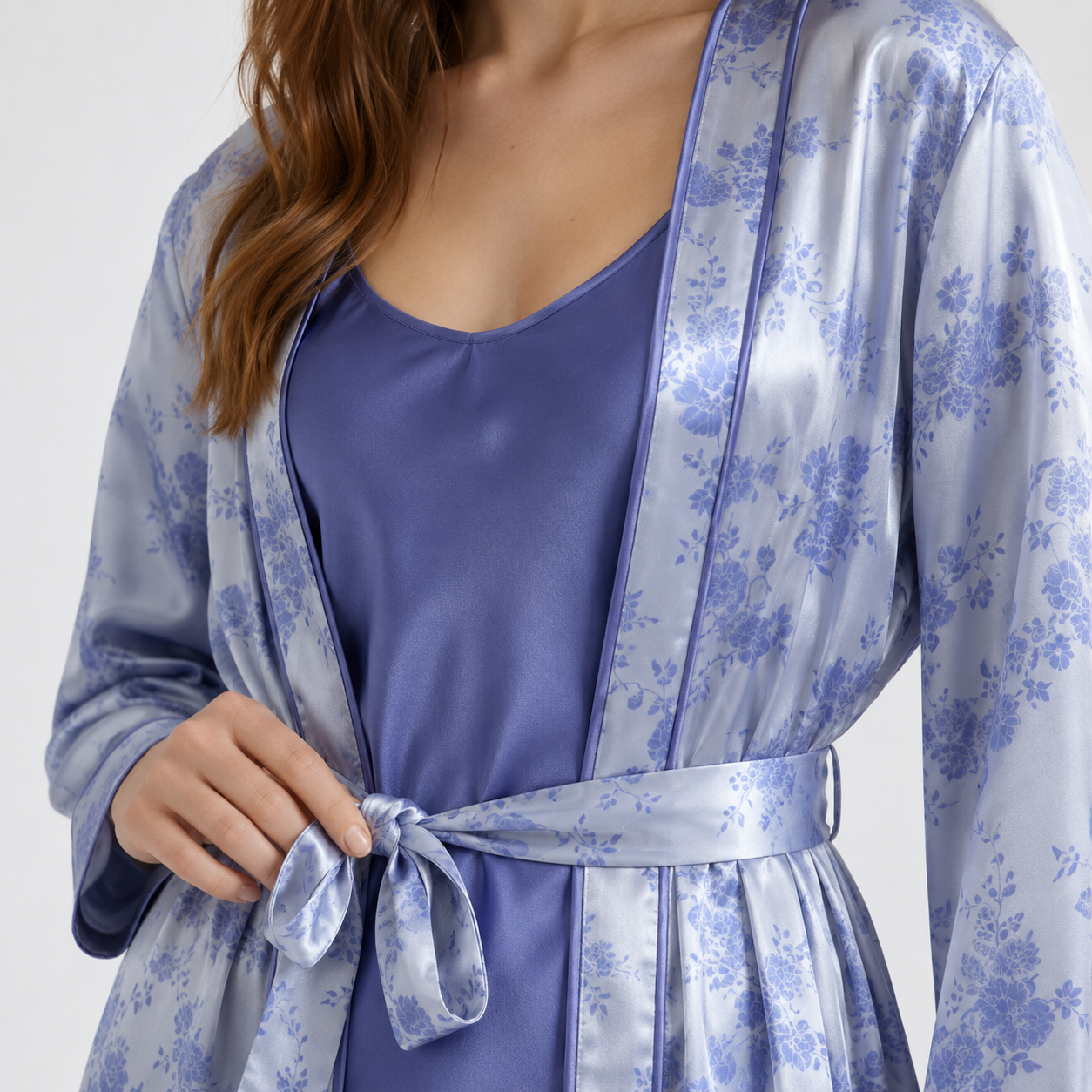 Satin Robe Pajama Set 9599