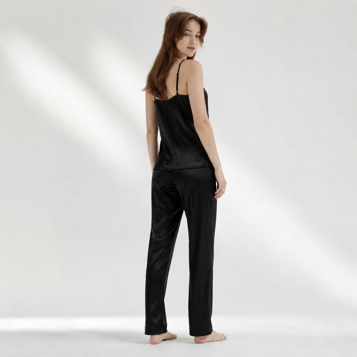 Black Satin Pajama Set 9512