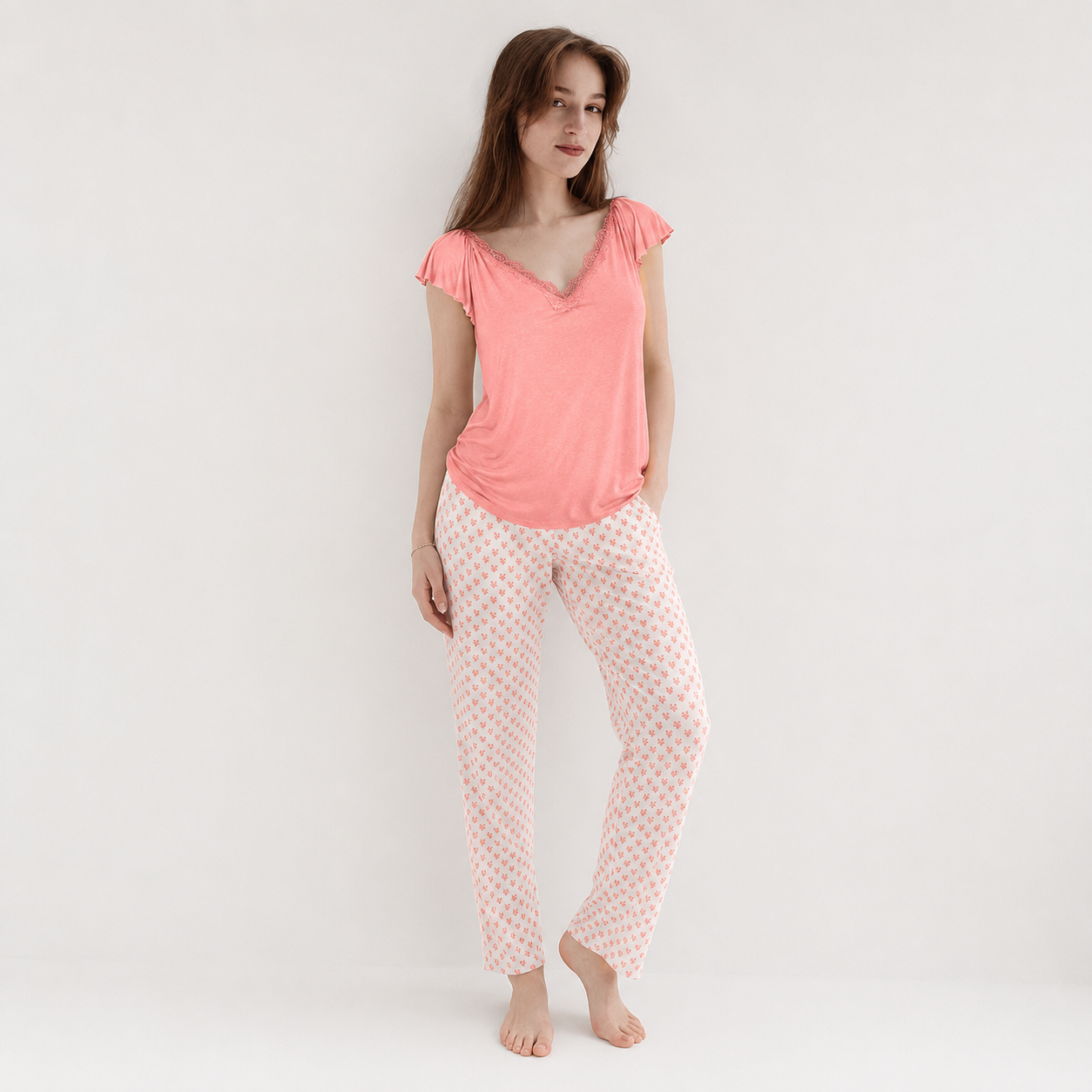 Cotton flutter sleeve Pajama 10064