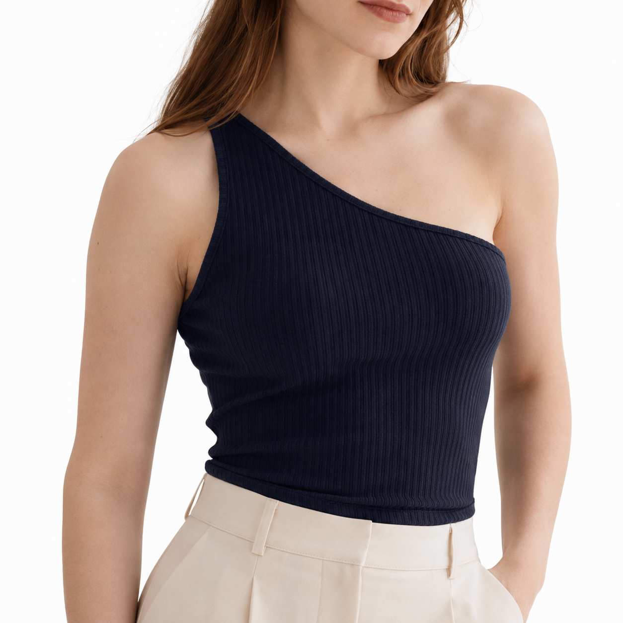 One-Shoulder Ribbed Top 11507