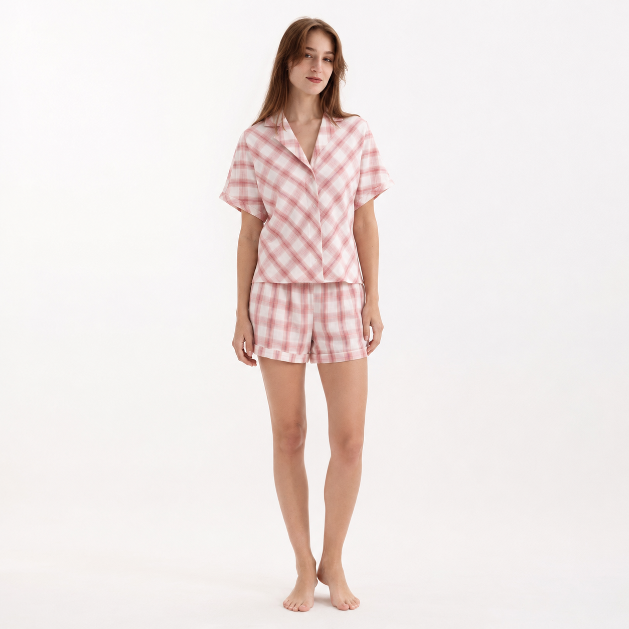 Checkered Shorts Pajama Set 9526