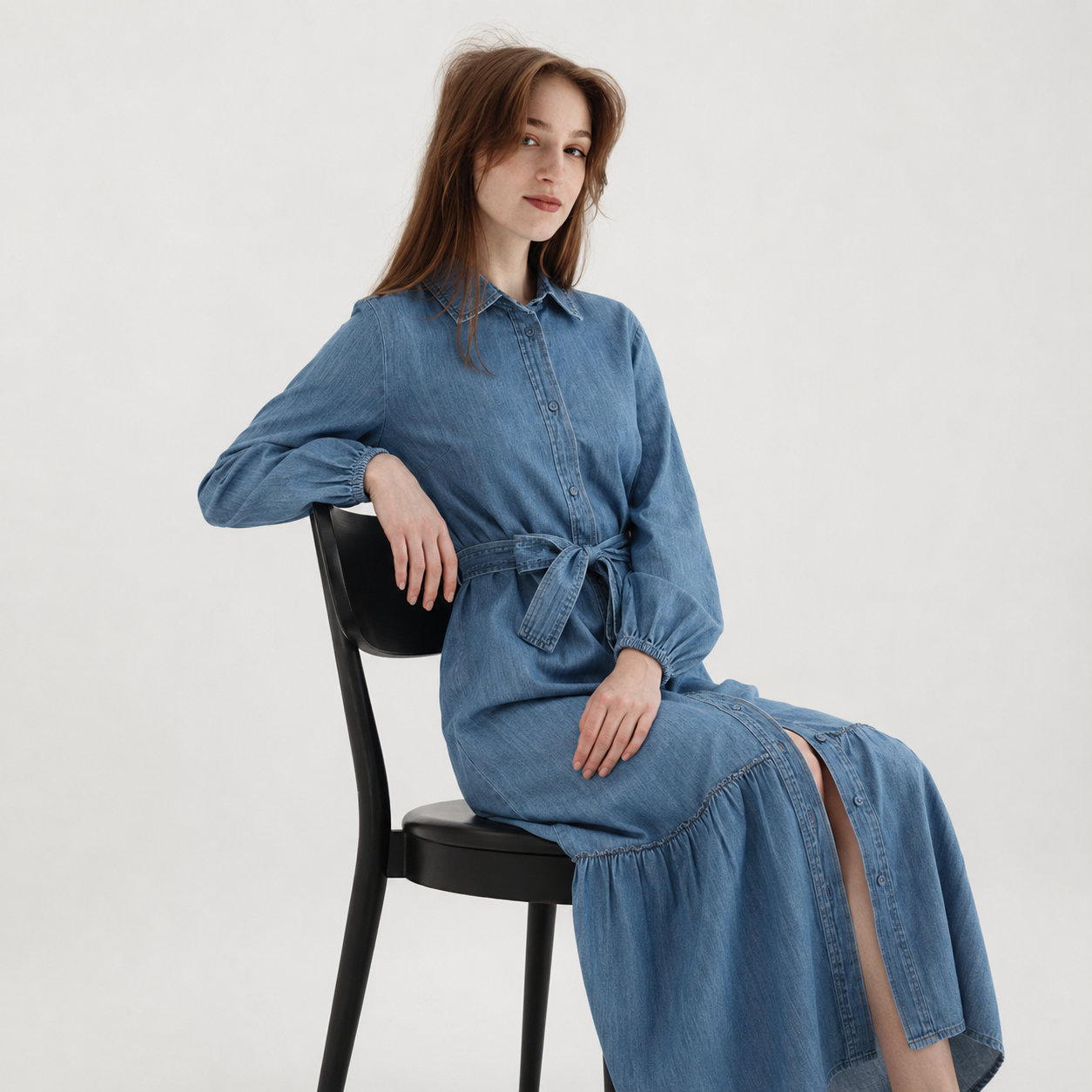 Tie-Waist Denim Dress 11041