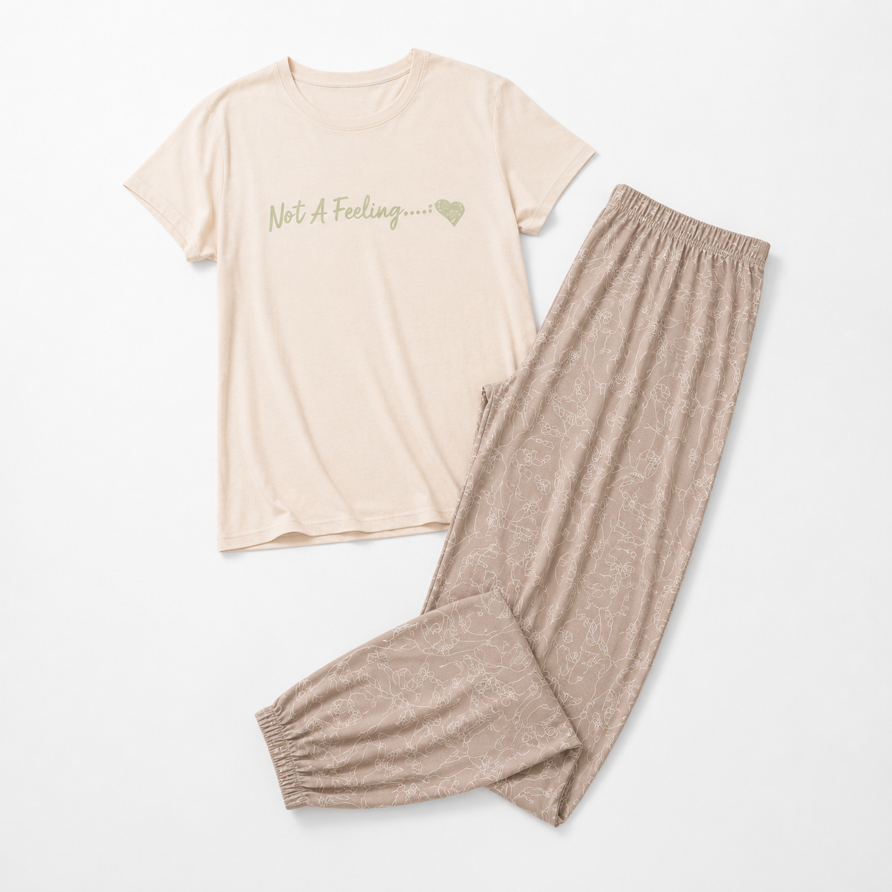 T-Shirt & Printed Pajama Set 8147