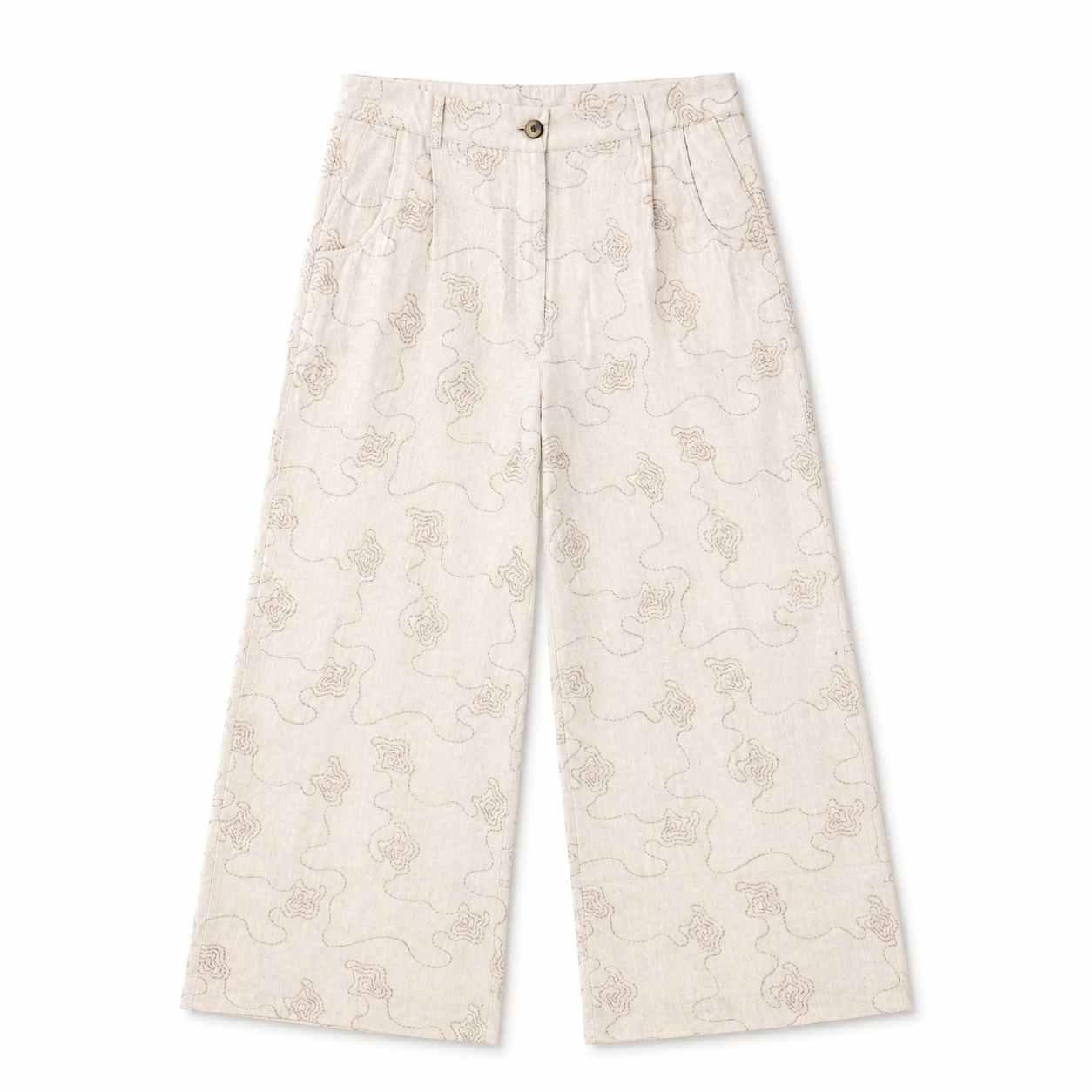 Embroidered Linen Pants 11474