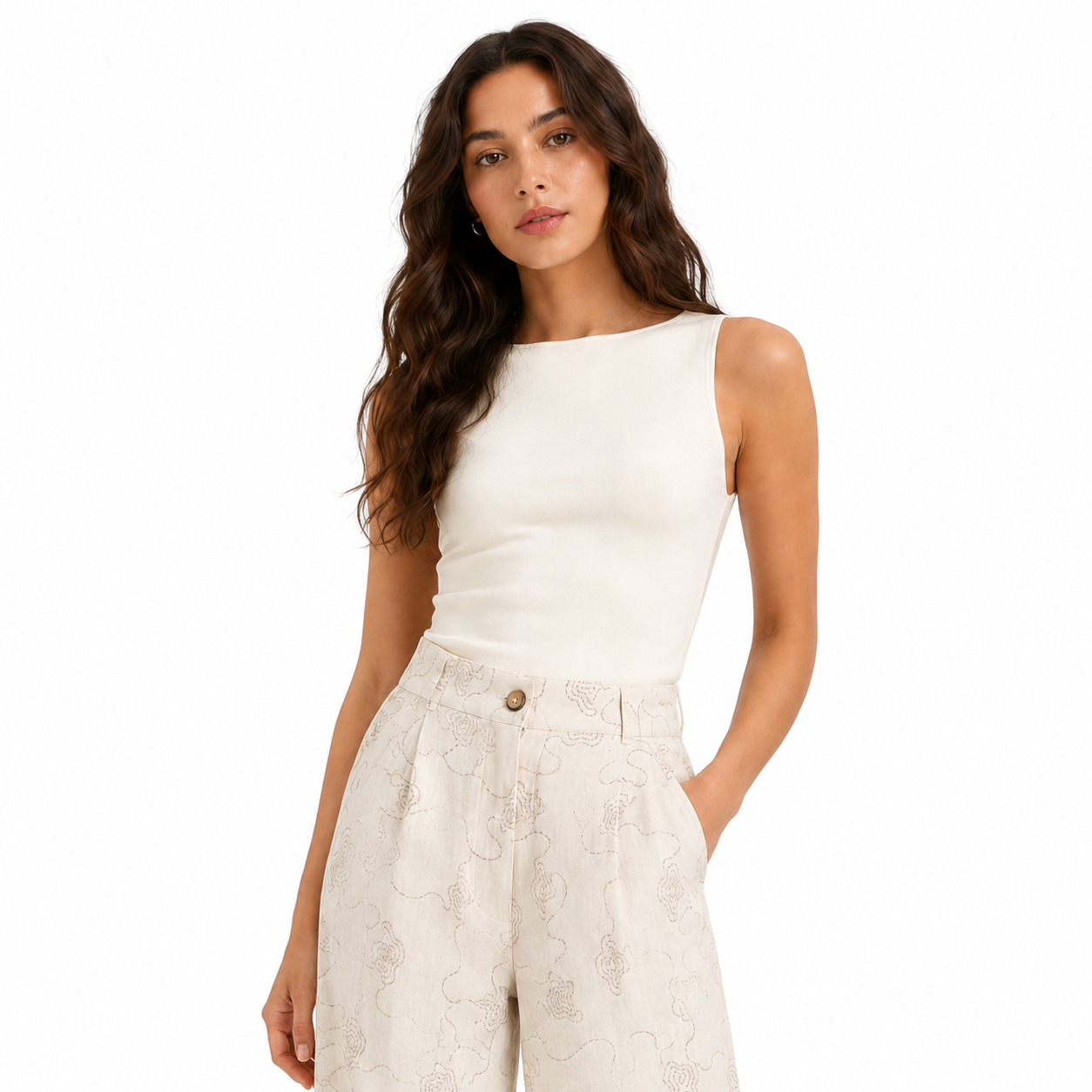 Embroidered Linen Pants 11474