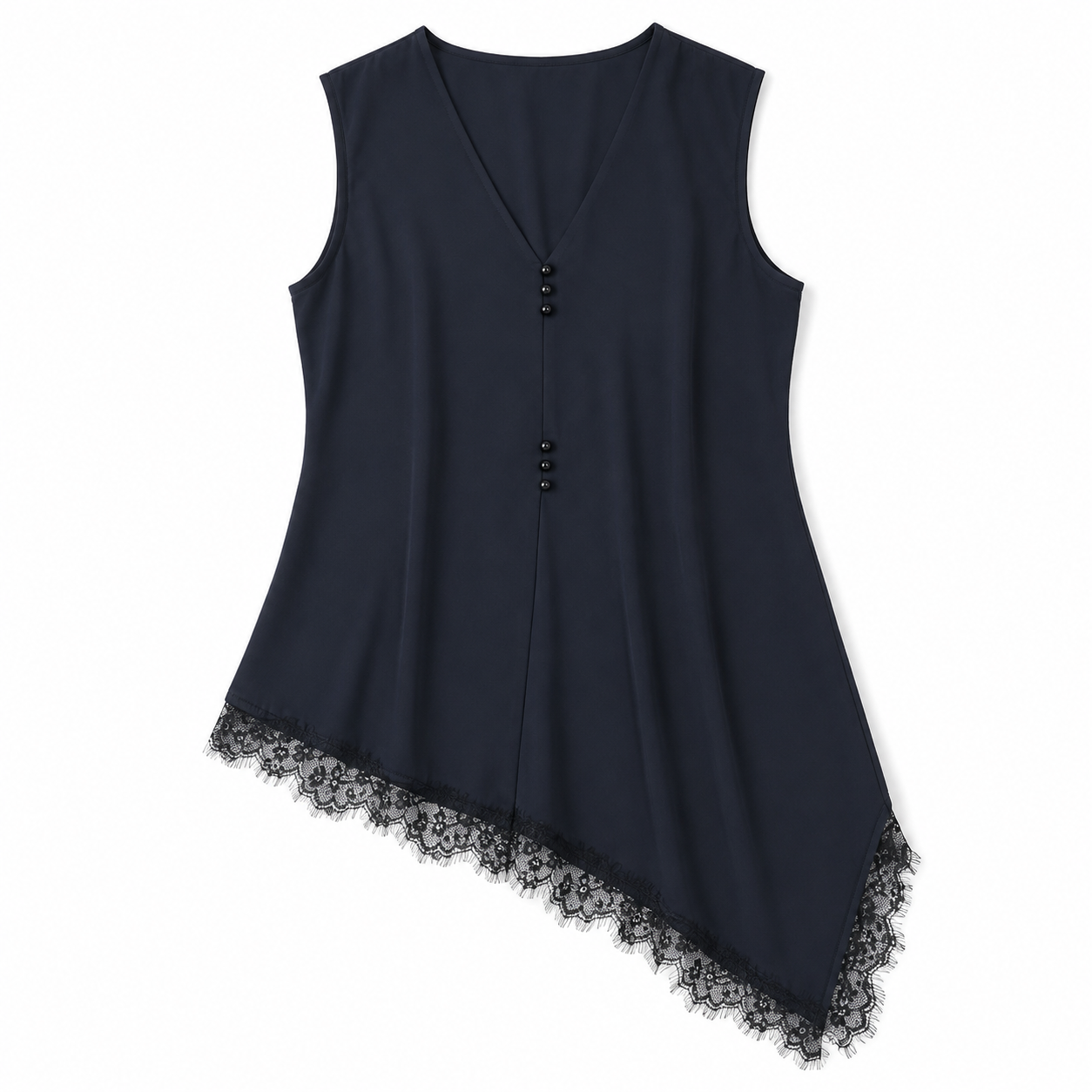 Sleeveless Lace Trim Shirt 11523