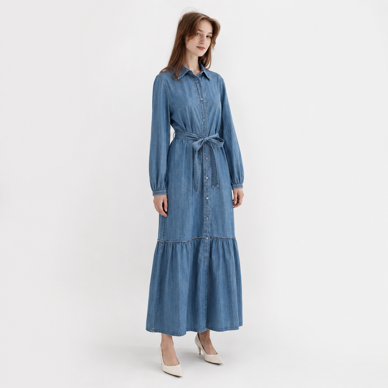 Tie-Waist Denim Dress 11041