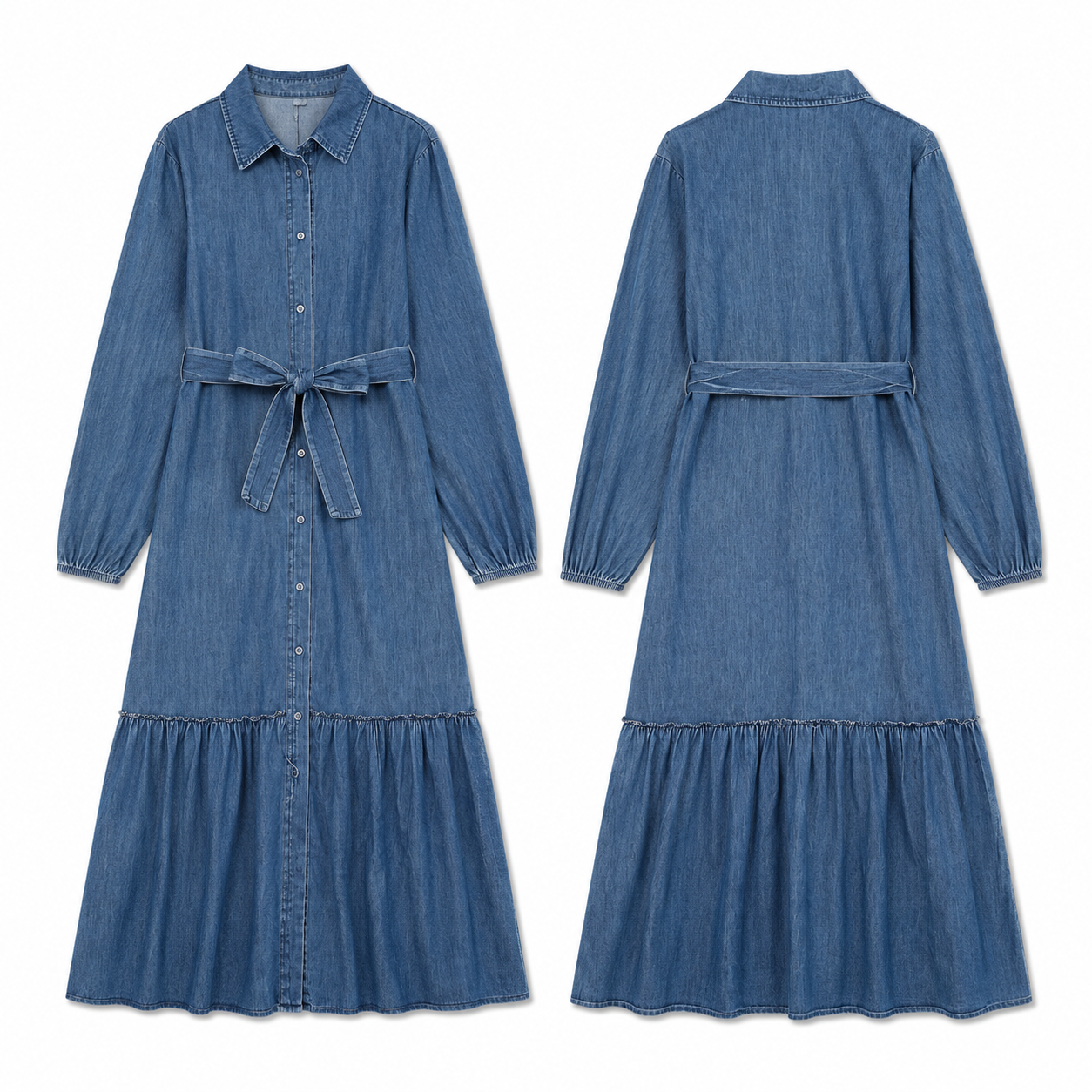 Tie-Waist Denim Dress 11041