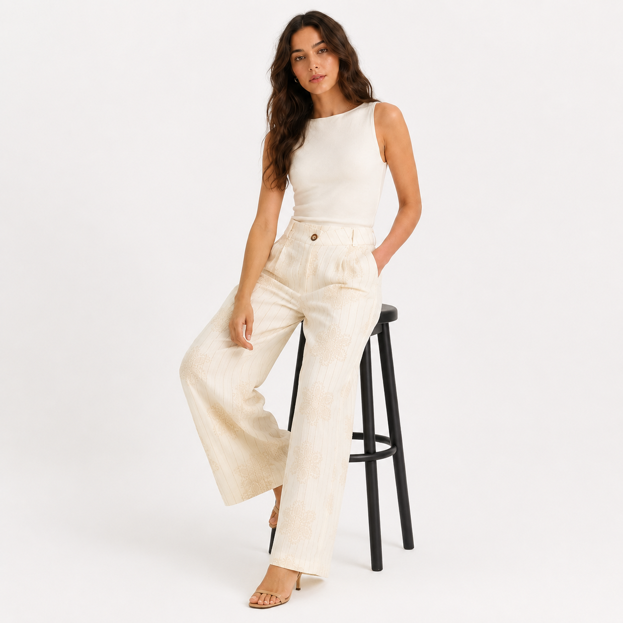 Embroidered Linen Pants 11447