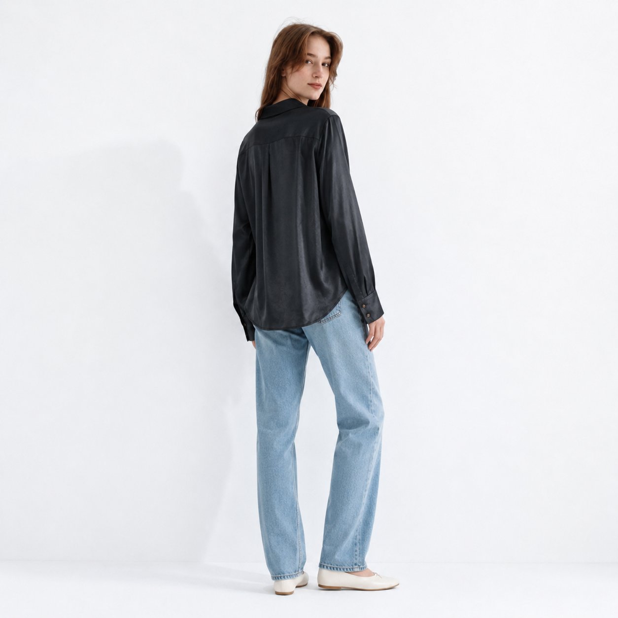 Satin Shirt Black 11346