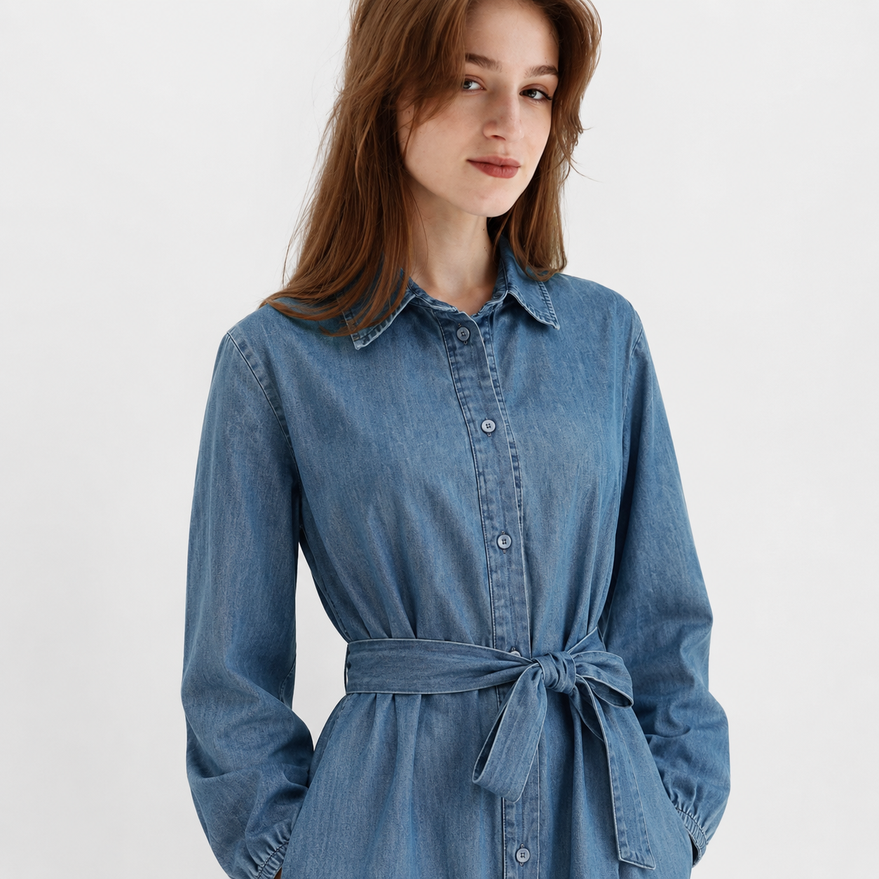 Tie-Waist Denim Dress 11041